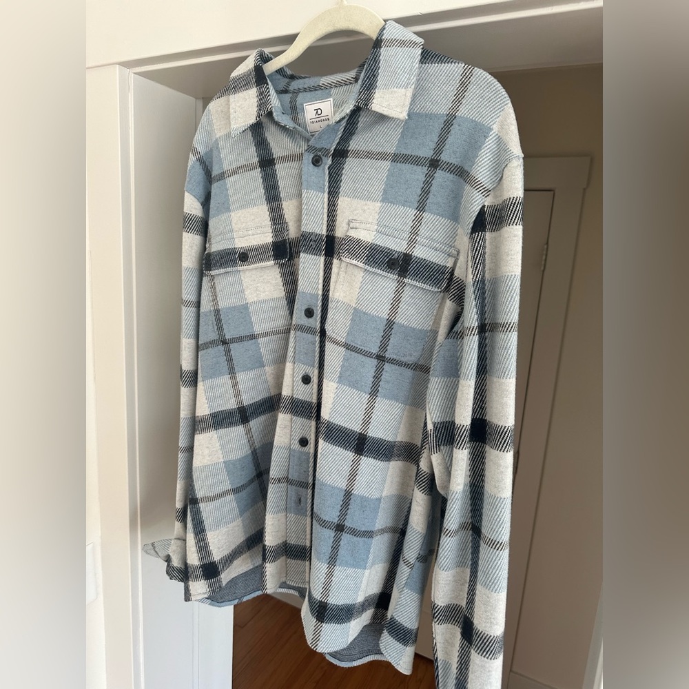 7 Diamonds Light Blue and Black Checkered Shirt